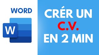 Comment Créer Un CV En 2 minutes Avec Word Tuto 2020 [upl. by Ahsilad426]