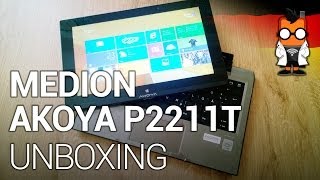 Medion Akoya P2211T 2in1 TabletNotebook im Unboxing DEU [upl. by Hochman182]