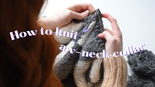 How To Knit a VNeck Collar  Knitting Tutorial [upl. by Jory]