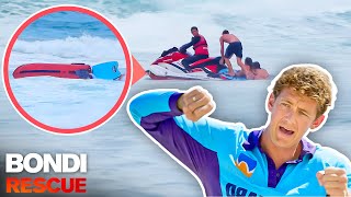 Massive Wave Flips Jet Ski Mid Rescue 😨 [upl. by Langill]