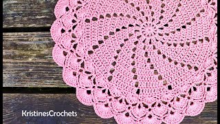 How To Crochet Shells amp Swirls Doily Placemat [upl. by Einnep]