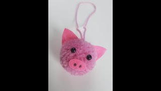 Shorts DIY Animal Pom Pom Keychain Pig [upl. by Yraeht184]