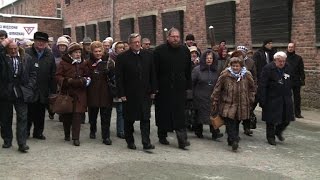 Survivors return to Auschwitz 70 years on [upl. by Yleve951]