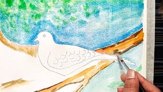 A cuckoo in its nest  watercolor  colorwater  forkids howtodraw [upl. by Llebpmac]