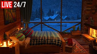 🔴 Deep Sleep with Blizzard and Fireplace Sounds  Cozy Winter Ambience and Howling Wind  Live 247 [upl. by Muraida]