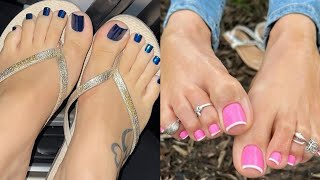 Versatile collection of shiny glossy toe nails pedicure colors fashion trends for ladies of 2024 [upl. by Ycnahc530]