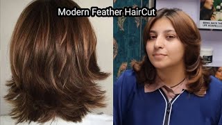 Modern Feather Haircut Tutorial  Feather Haircut With Layers By Nazia Khan [upl. by Adnylem]