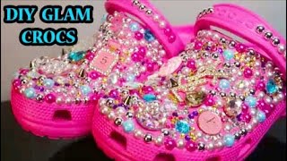 DIY BLING CROCS WATCH ME SLAY THESE PINK CROCS HOW TO CUSTOMIZE YOUR PLAIN CROCS [upl. by Zechariah]