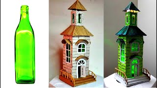 Awesome Bottle House I Cardboard bottle house I bottle house craft I Glass bottle crafting [upl. by Christiane]