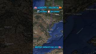 🇬🇧 London to Valencia 🇪🇸 Flight Route Tracking shortsfeed shorts [upl. by Veradia]