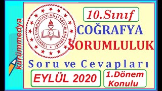 10Sınıf COĞRAFYA SORUMLULUK Sınavı Soru ve CevaplarıKlasikTest HaziranEylül 2020 1Dönem Konulu [upl. by Noyahs531]