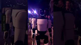 Tesla Optimus robots walk out into crowd at tonights Cybercab event [upl. by Aropizt]