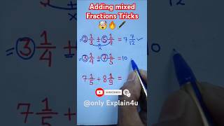 Adding mixed Fractions 🤯💥only Explain4u 🖋️education maths trending youtubeshorts ytshorts [upl. by Dyob452]