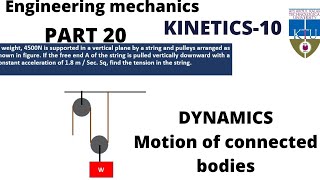 DynamicsPart 20Kinetics10Motion of connected bodiesEngineering Mechanics KTU [upl. by Baggett]