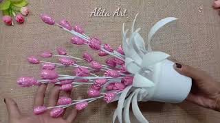 2 Design Foamiran Flowers  Foam Craft  Bunga Foamiran [upl. by Arihsan914]