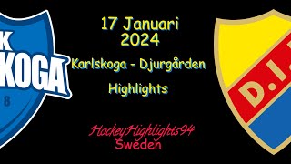 KARLSKOGA VS DJURGÅRDEN  17 JANUARI 2024  HIGHLIGHTS  HOCKEYALLSVENSKAN [upl. by Alben637]