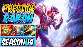 SEASON 14 PRESTIGE RAKAN SUPPORT GAMEPLAY  DRAGONMANCER RAKAN  Build amp Runes  League of Legends [upl. by Geer]