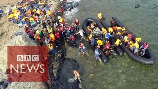 Drone video shows migrants arrival  BBC News [upl. by Asilana]