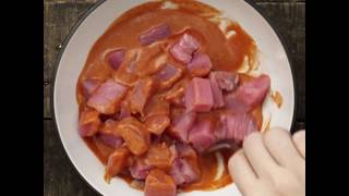 Spicy Oishi Prawn Cracker Tuna Sashimi Recipe [upl. by Yebloc]