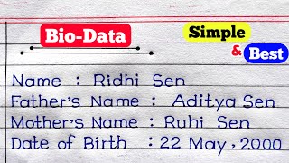 How To Make BioData In English  Biodata Kaise Banaye  Biodata Kaise Likhe [upl. by Dorina]