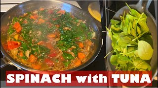 HoW TO COOK SPINACH With TUNA Bicolano Sa Norway OWN Recipe [upl. by Ococ]