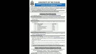 University of the Punjab PU Lahore  Gujranwala JhelumUndergraduate Programs Admissions 202324 [upl. by Penn]