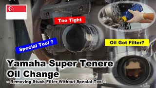 Engine Oil Change  Stuck Oil Filter  Yamaha Super Tenere Restoration Part 10 [upl. by Anilyx]