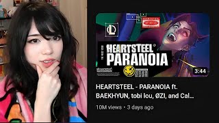 Emiru Reacts to New League Song quotHEARTSTEEL  PARANOIA Official Music Videoquot [upl. by Wind]