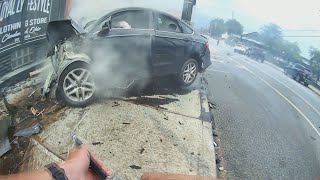 BODYCAM  Parma police pursuit ends with crash in Cleveland suspect dies and bystander injured [upl. by Dahsar]