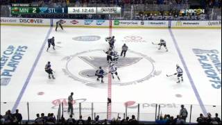 Jaden Schwartz deflected shot goal 21 Minnesota Wild vs St Louis Blues April 16 2015 NHL [upl. by Ahsietal]