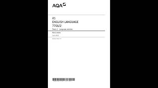 AQA As English Language Paper 2 June 2023 Mark Scheme 7701 2 Language Varieties [upl. by Mayce]