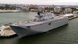 Hmas Canberra Visiting Melbourne Australia by drone  L02 [upl. by Channing]