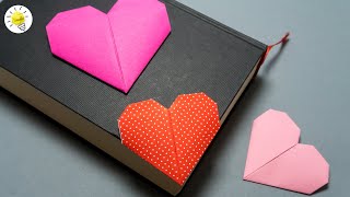 Herz Origami Lesezeichen falten  Origami Buchecke Herz  easy heart bookmark corner  DIY [upl. by Einnus]