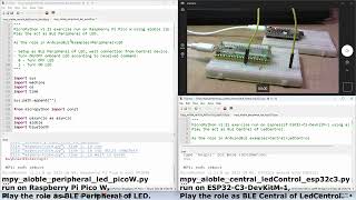 MicroPython bluetooth remote control LED between Raspberry Pi Pico W and ESP32C3 using aioble lib [upl. by Oni346]