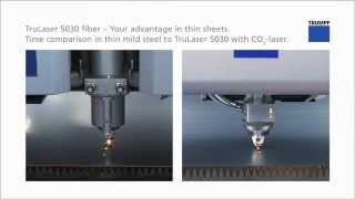 TruLaser 5030 fiber  Time comparison vs 5 kW CO2  3mm Steel [upl. by Giannini]