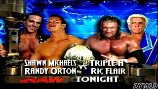 Shawn Michaels amp Randy Orton vs Triple H amp Ric Flair RAW 1312005 Highlights [upl. by Melloney]