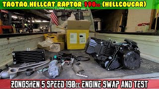 E12 Zongshen 5 speed 190cc engine swap  test ride HELLCOUGAR TaoTao Hellcat Raptor 190cc [upl. by Doane]