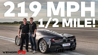 219 MPH Standing Half Mile Venom F5 Test Run [upl. by Ahtnams]