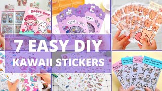 DIY Kawaii stickers How to make stickers at home Handmade stickers 7 easy diy kawaii stickers [upl. by Hachman]