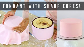 HOW TO COVER A CAKE IN FONDANT FOR BEGINNERS │ SHARP FONDANT EDGES TUTORIAL │ CAKES BY MK [upl. by Tcideneb111]