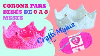 CROCHET TUTORIAL  CORONA TEJIDA PARA BEBÉS DE 0 A 3 MESES  Diadema tejida para bebé de 0 a 3 meses [upl. by Grier]