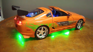 quotFast and Furiousquot Brian OConner Toyota Supra 118 Diecast Car WORKING NEON Lights Custom Built [upl. by Grimbald465]