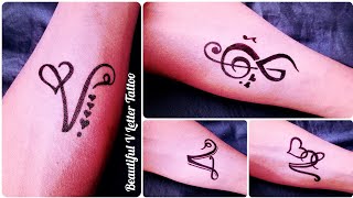 How to make Beautiful V Letter Tattoo [upl. by Romito429]