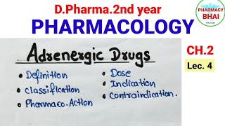 Adrenergic Drugs Ch2  Pharmacology  DPharma 2nd adrenergicdrugs pharmacology pharmacybhai [upl. by Lipman]