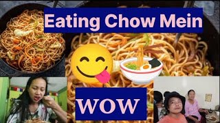 Chow mein eatingEating Chow meinChow mein recipe [upl. by Notfol943]