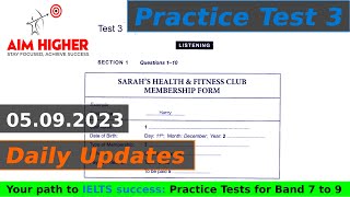 Test 3  Sarahs Health and Fitness Club Membership Form ieltslistening [upl. by Studley655]