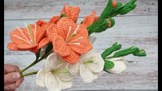 🌺GLADIOLOS TEJIDOS EN CROCHET🌺🌺🌺 [upl. by Sekofski]