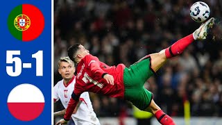 Cristiano Ronaldo bicycle goal Bruno Fernandes rocket goal as Portugal beat Poland 51 [upl. by Semele]