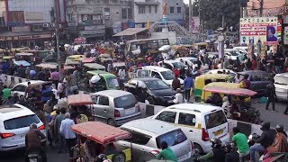 Daily life in India Chaotic Traffic of Old Delhi India [upl. by Summer]