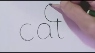 🔴 Very Easy How to turn Words Cat Into a Cartoon Cat Wordtoons learning step by step for kid [upl. by Sharron]